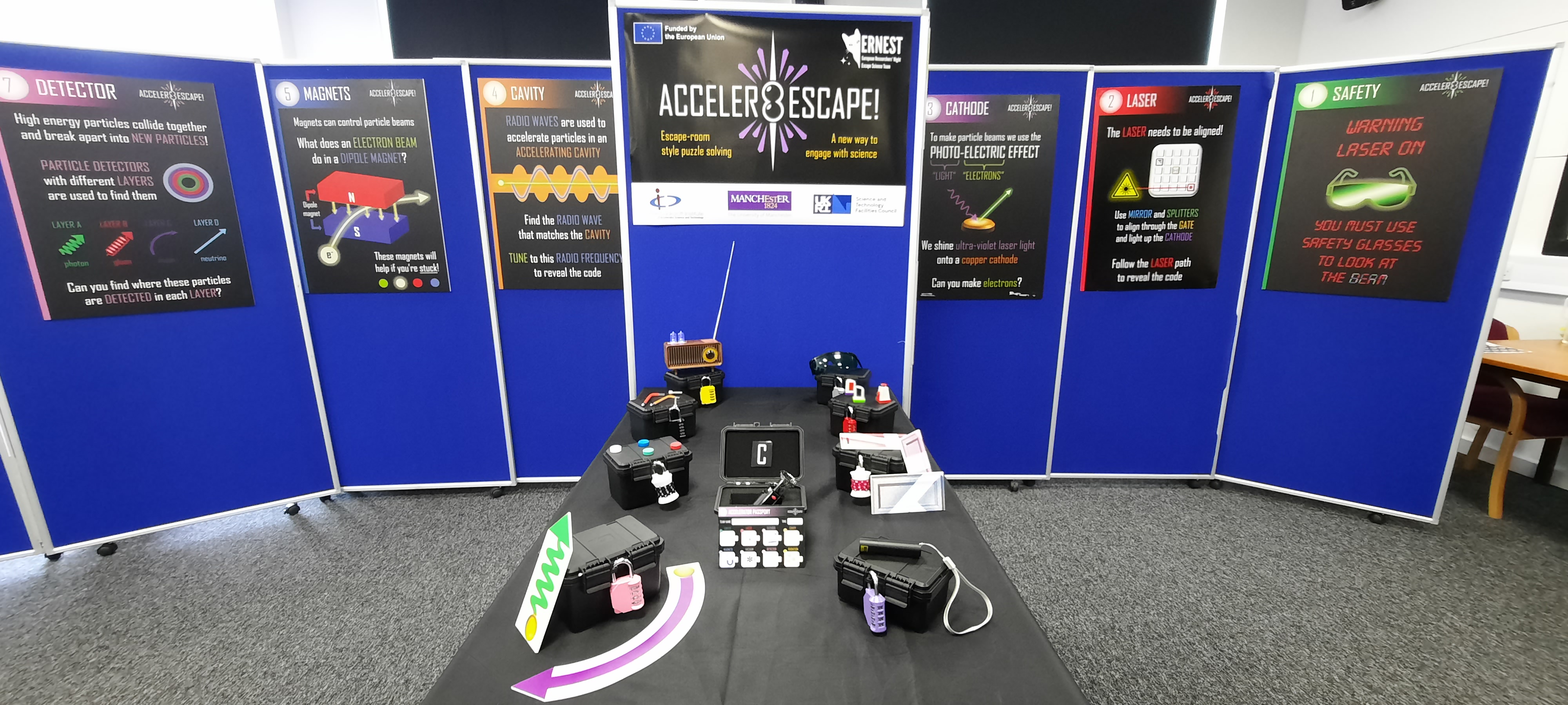 Acceler8Escape workshop setup at Daresbury Laboratory.